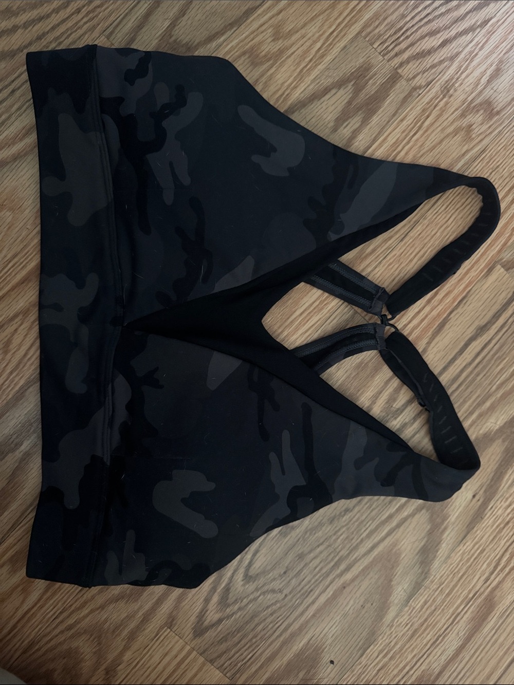 ZYIA Black Camo Strappy Wireless Sports Bra